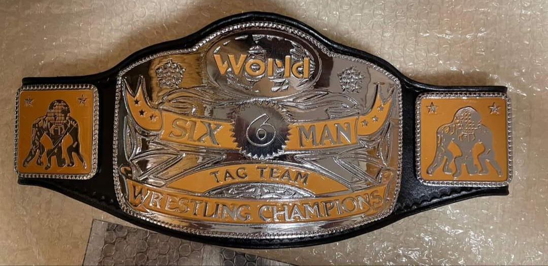 NWA World Six Men Tag Team Wrestling Championship Leather Belt